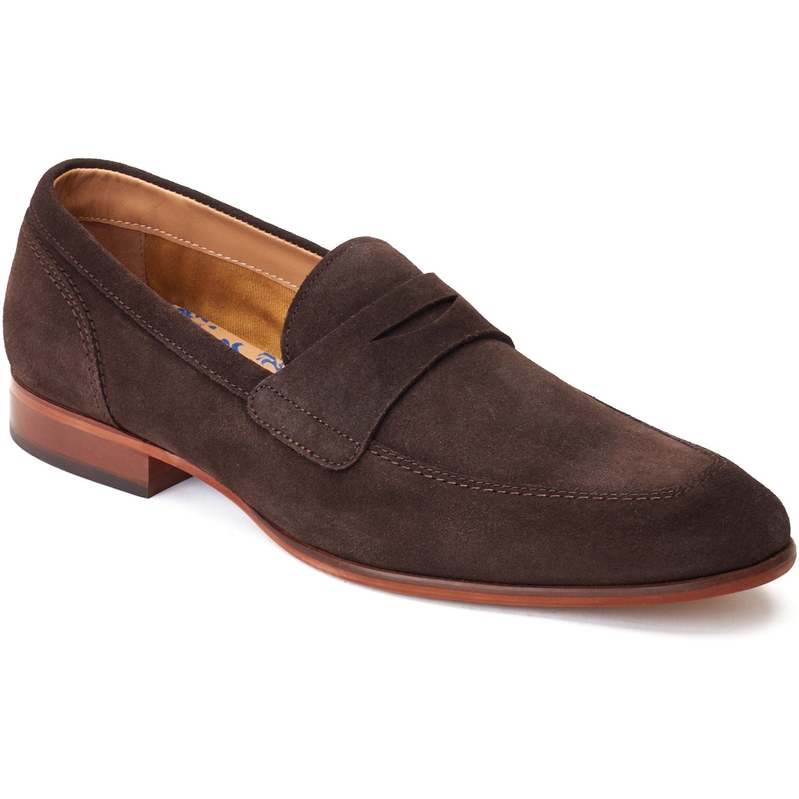Base London Bruno Chaussures Loafers Marron Brûlé Pour Hommes En Cuir