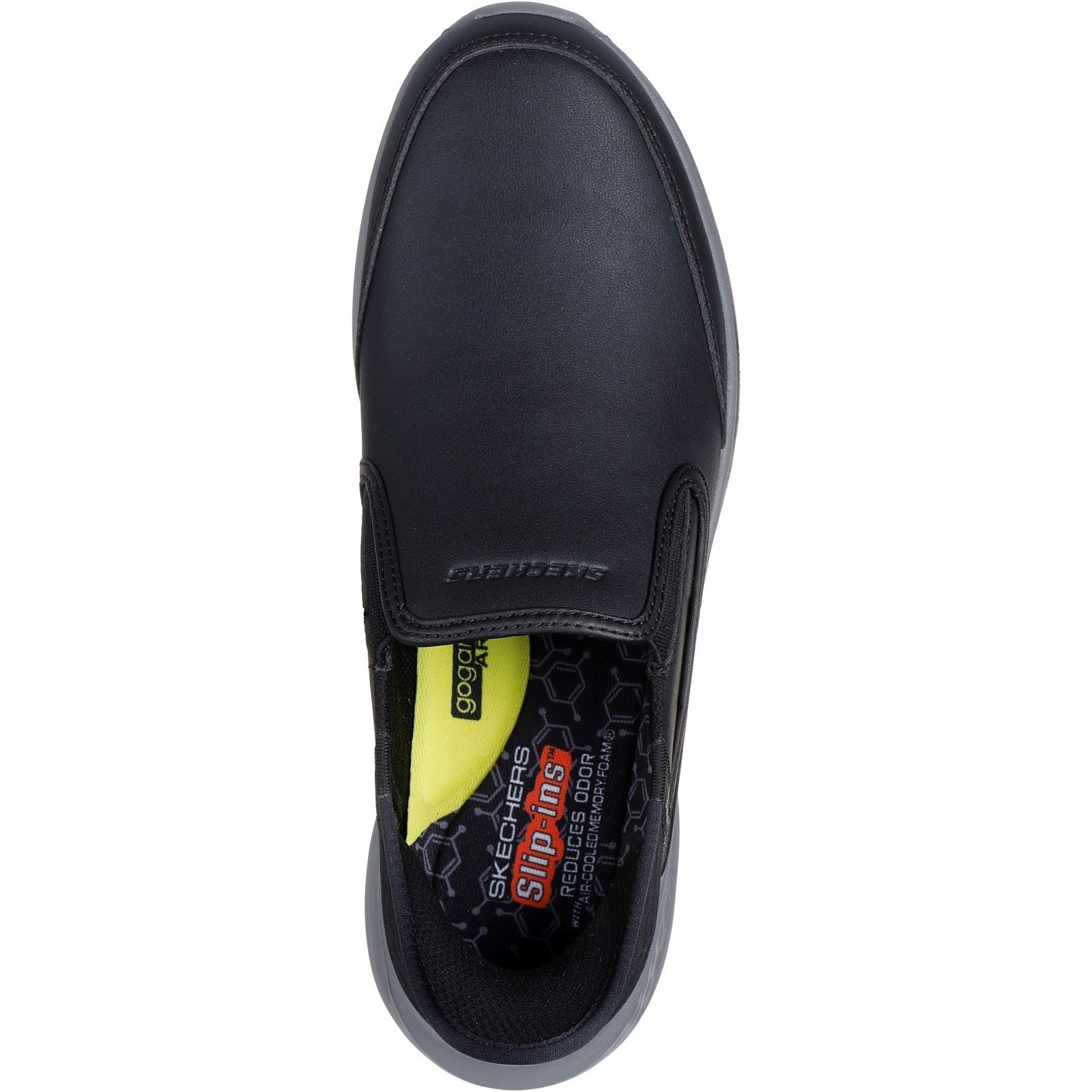 Skechers Slade Cooper Chaussures Mocassins Noires En Cuir Pour Hommes