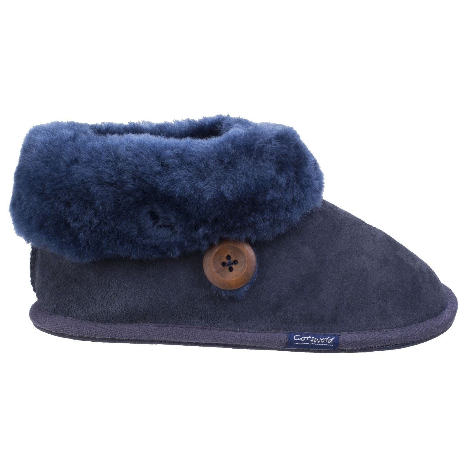 Cotswold Wotton Chaussons En Cuir Pour Femme De Couleur Bleu Foncé