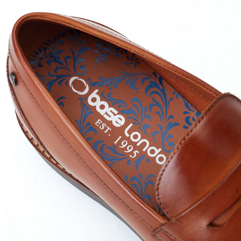 Base London Sid Mocassins Pour Hommes En Cuir Couleur Fauve