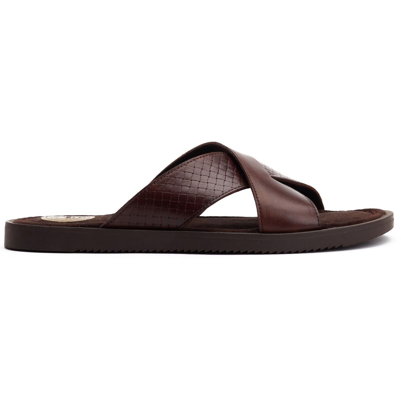 Base London Astro Sandales En Cuir Pour Hommes Marron Brûlé