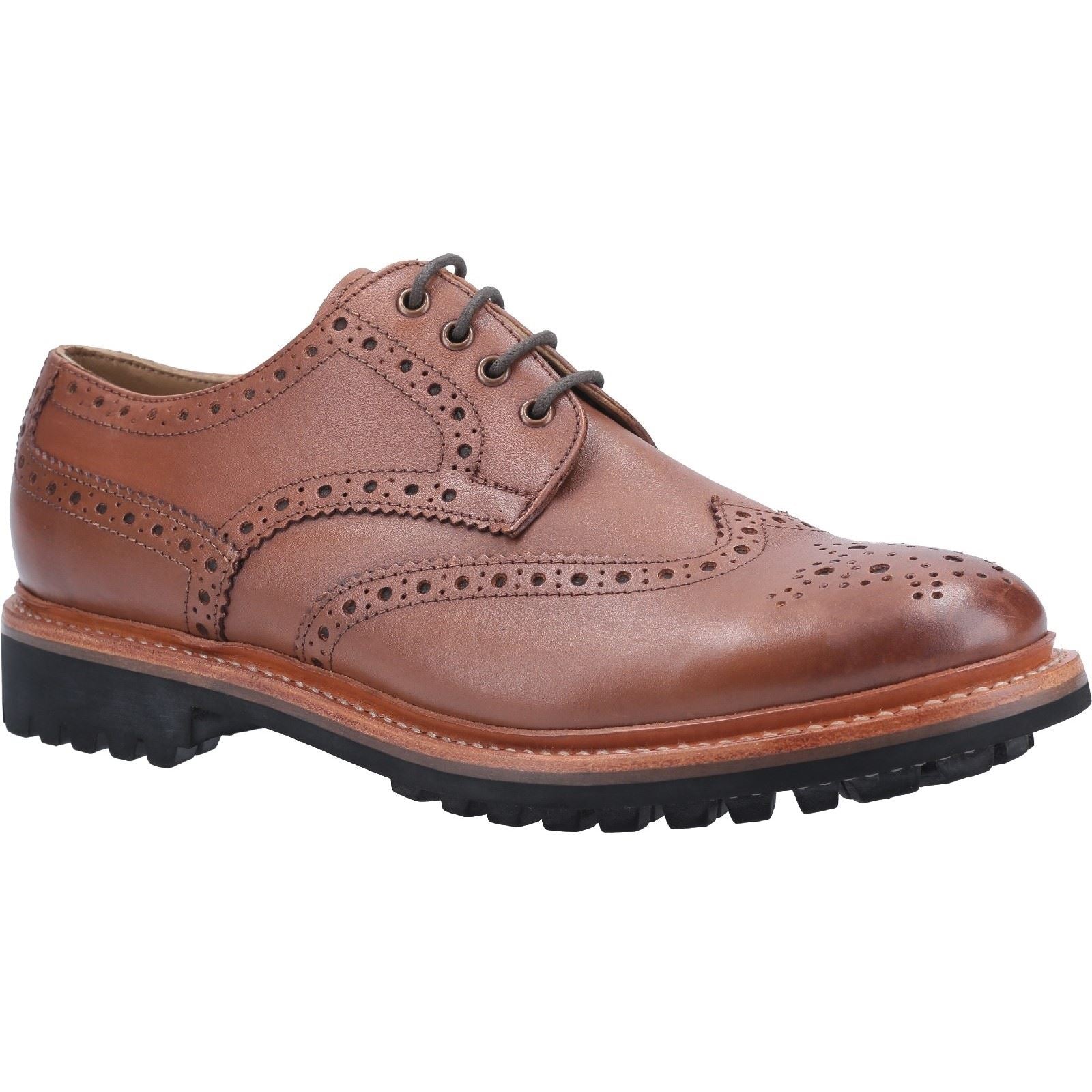 Cotswold Quenington Commando Chaussures En Cuir Marron À Lacets Pour Homme