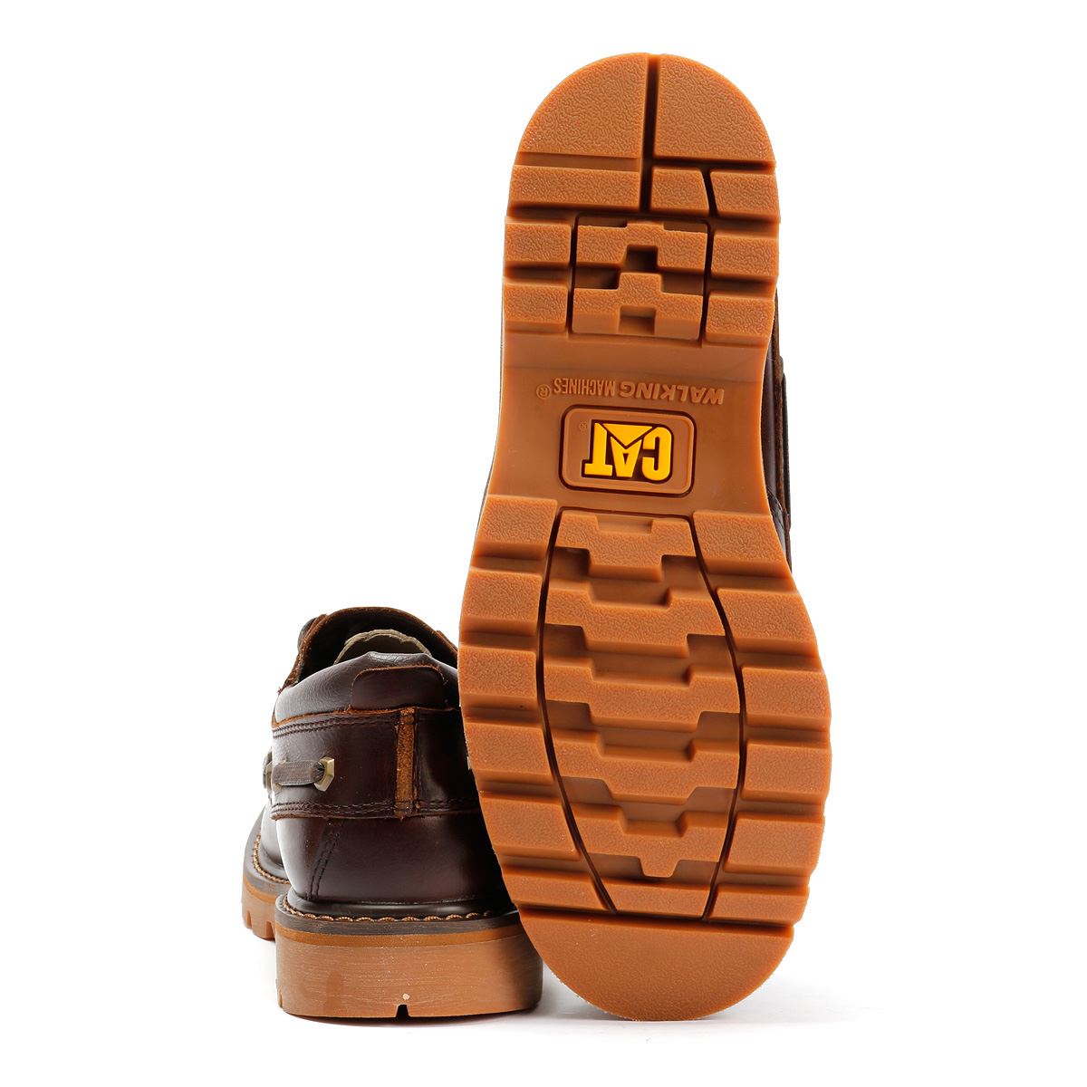 Caterpillar Colorado Boat Lo Chaussures En Cuir Pour Hommes Brunes À Lacets