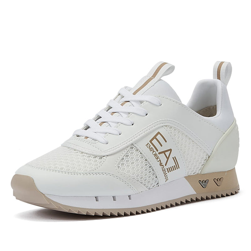 EA7 XK050 Womens White/Oxford Tan/Silver Trainers