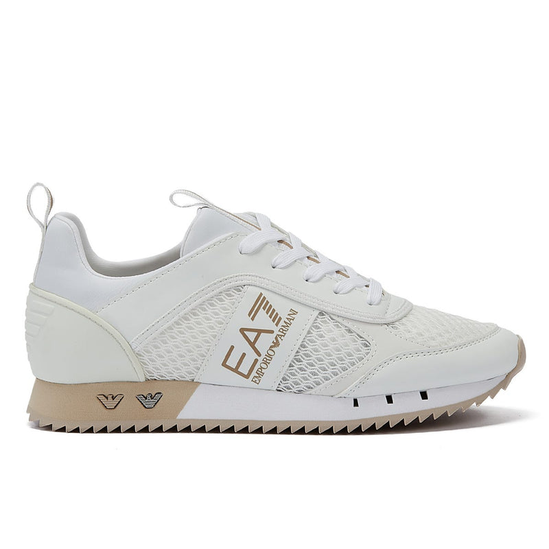 EA7 XK050 Womens White/Oxford Tan/Silver Trainers