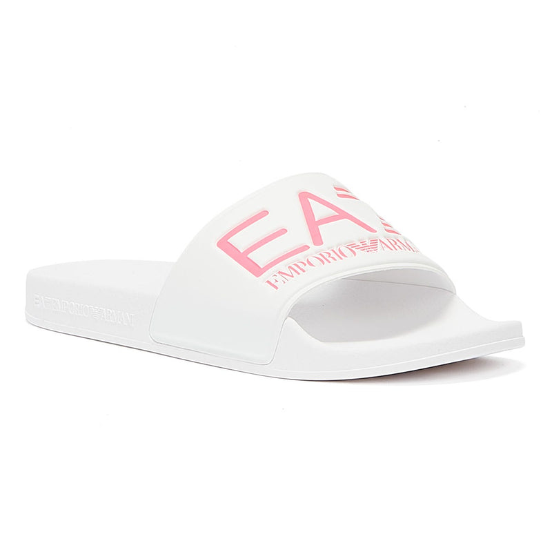 Emporio Armani EA7 Sea World Shiny Womens White / Pink Fluo Slides