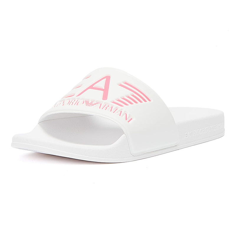 Emporio Armani EA7 Sea World Shiny Womens White / Pink Fluo Slides