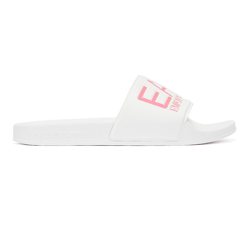 Emporio Armani EA7 Sea World Shiny Womens White / Pink Fluo Slides