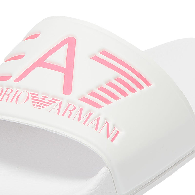 Emporio Armani EA7 Sea World Shiny Womens White / Pink Fluo Slides
