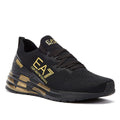 EA7 Crusher Distance Knit Mens Triple Black / Gold Trainers