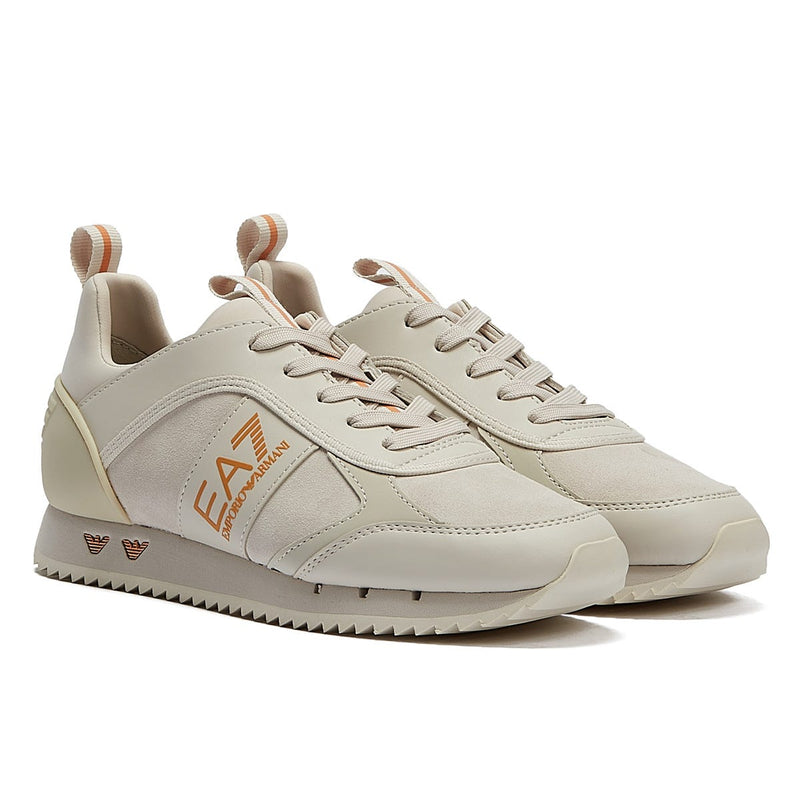 EA7 B&W Suede Womens Moonbeam / Rose Gold Trainers
