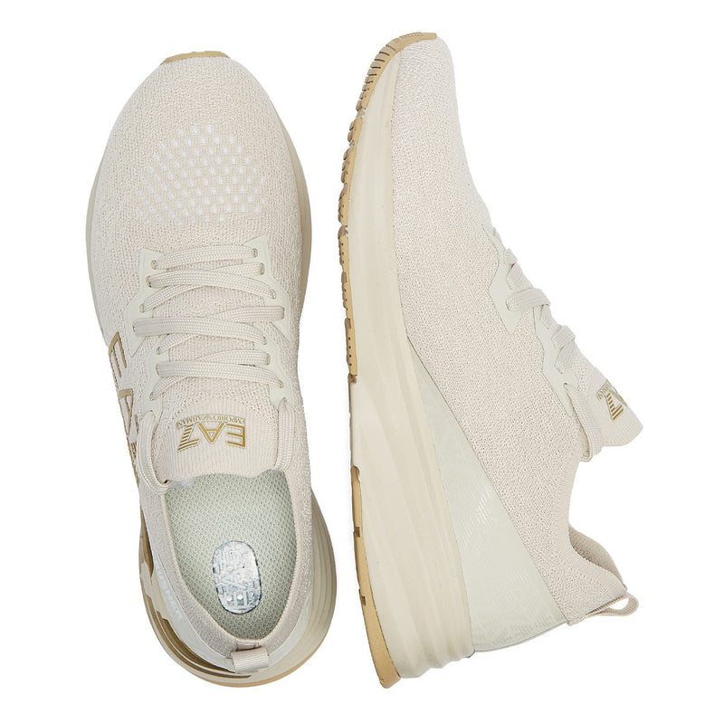 EA7 Crusher Distance Knit Womens Moonbeam / Light Gold Trainers