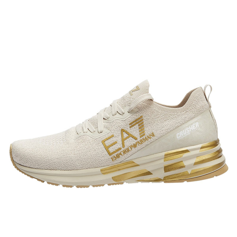 EA7 Crusher Distance Knit Womens Moonbeam / Light Gold Trainers