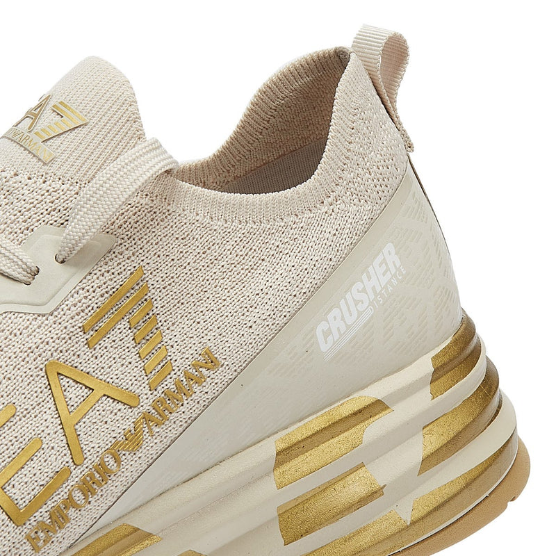 EA7 Crusher Distance Knit Womens Moonbeam / Light Gold Trainers