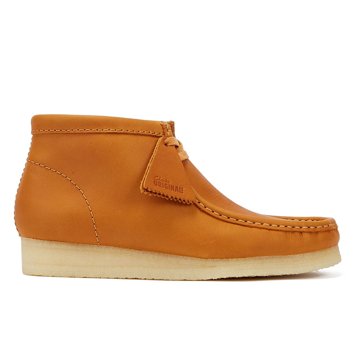 Clarks Originals Bottes Pour Hommes En Cuir Décontractées Wallabee Mid Couleur Tan.