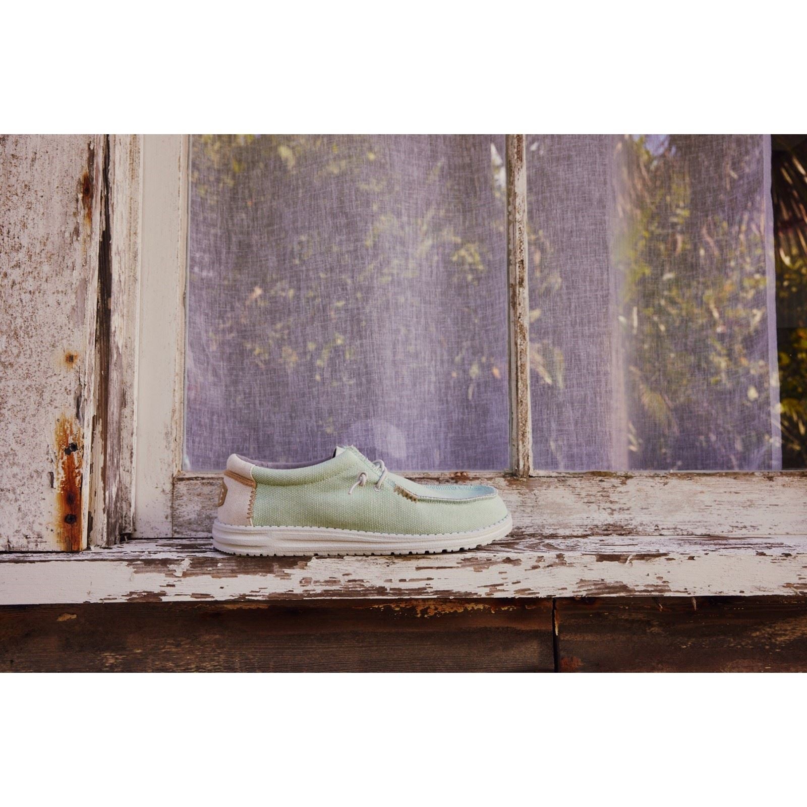 HEYDUDE Wally Coastline Chaussures Bateau Blanches En Toile Pour Hommes