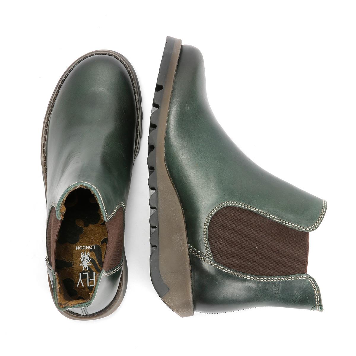 Fly London Salv Bottes En Cuir Vertes Pour Femmes