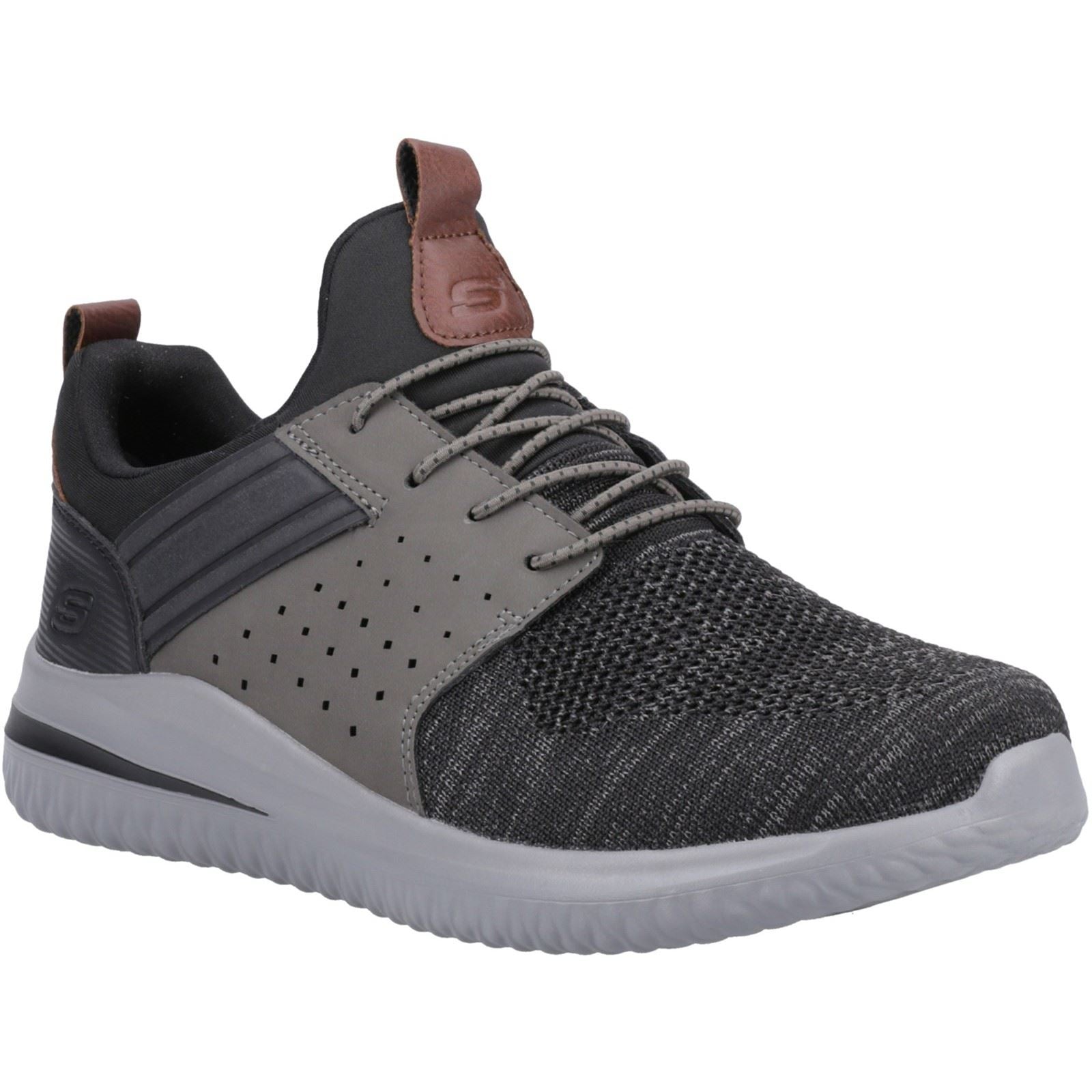 Skechers Delson 3.0 Cicada Wide Baskets Homme Noires/Grises En Textile