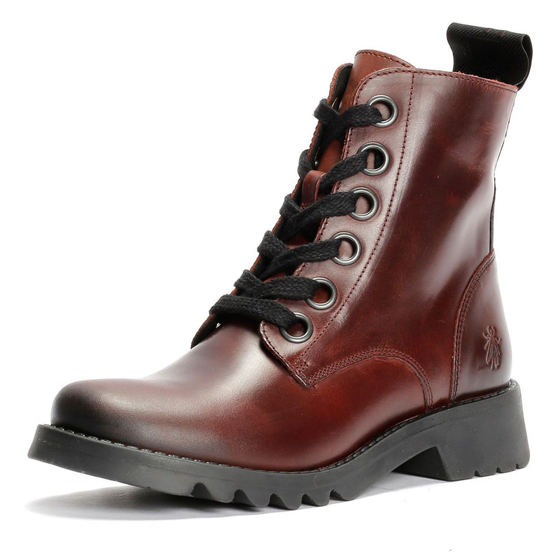 Fly London Ragi Bottes Rouges En Cuir Pour Femmes