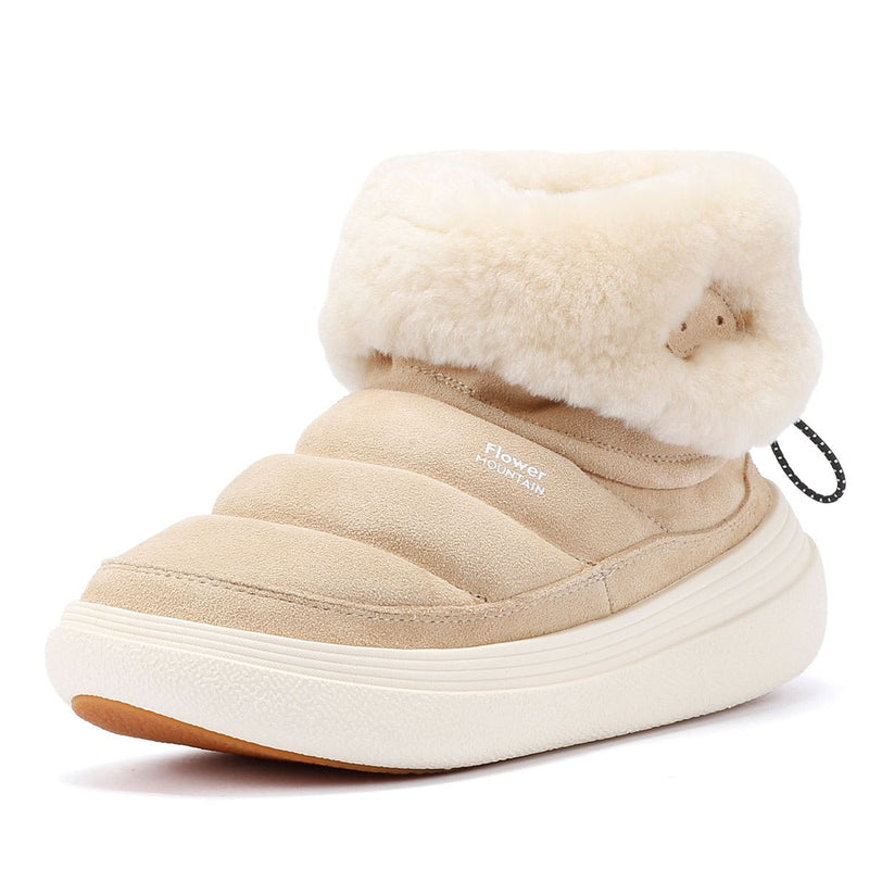 Flower Mountain Fami Mid Bottes Beiges En Daim Pour Femme