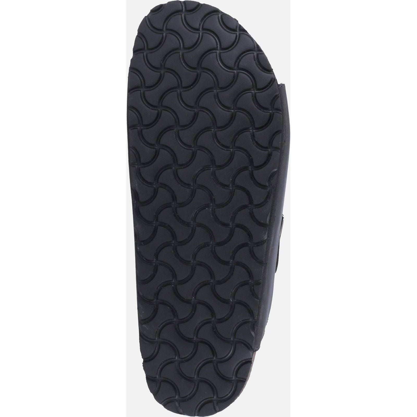 Hush Puppies Nash Slider Sandales Noires Pour Hommes En Cuir