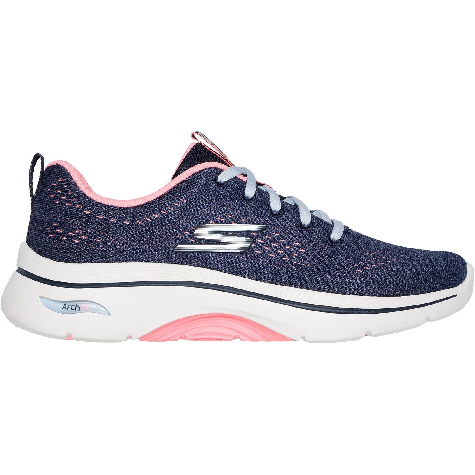 Skechers GO WALK Arch Fit 2.0 Vivid Sunset Baskets Pour Femmes En Textile Bleu Marine/Rose Vif