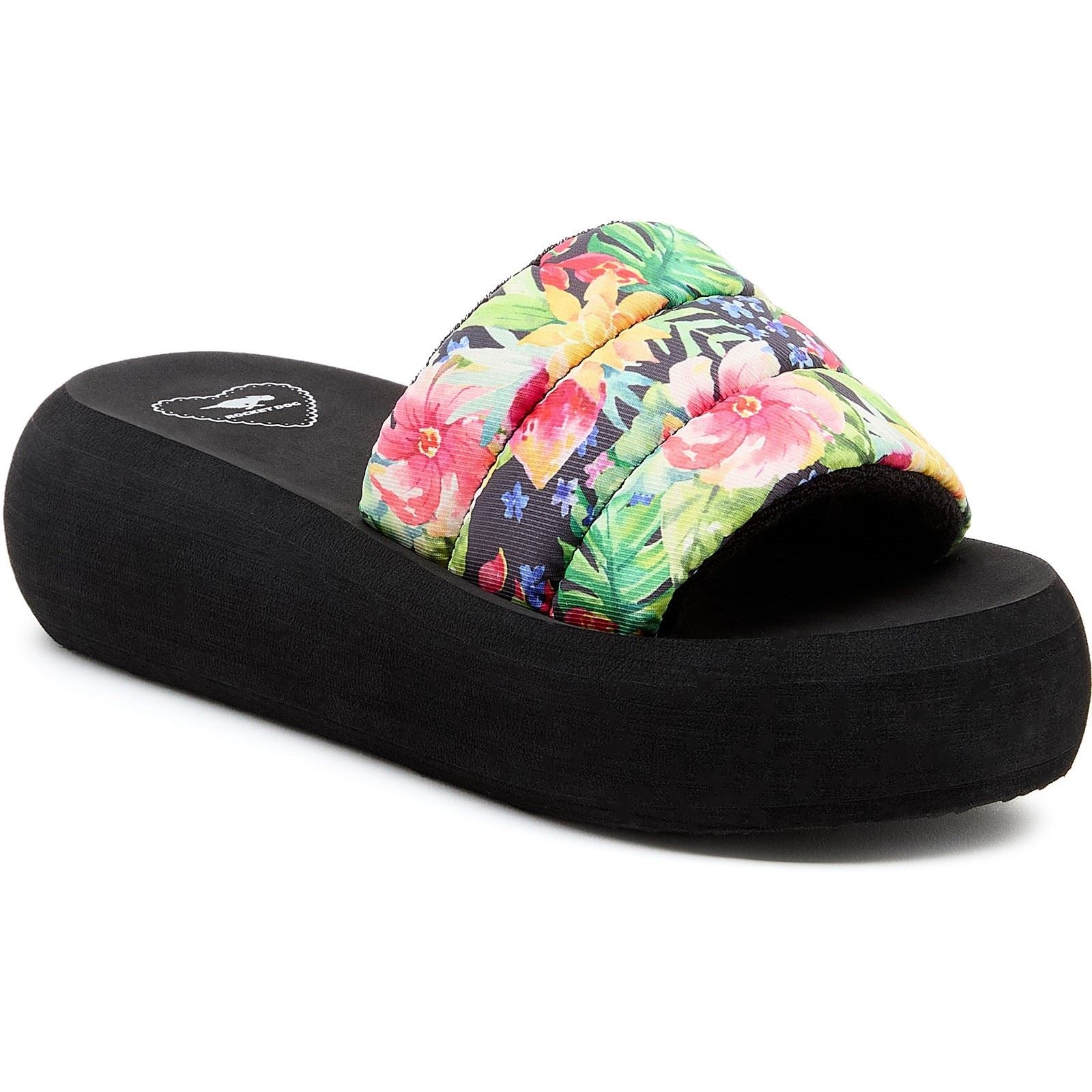 Rocket Dog Splash Bahama Sandales De Femme En Textile Noir/Multicolore