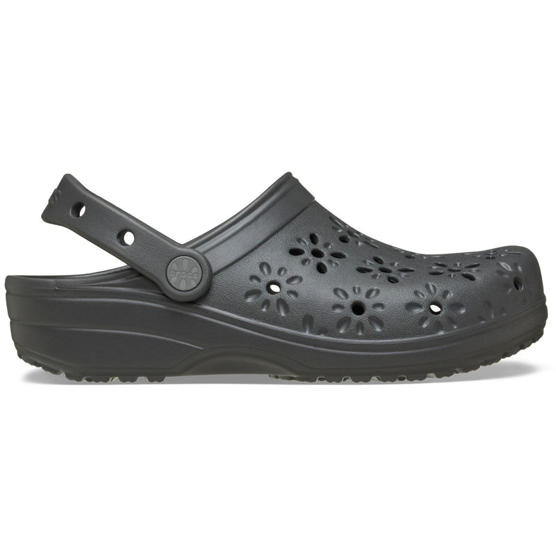 Crocs Classic Floral Cut Out Sabots De Plage Noirs En Thermoplastique
