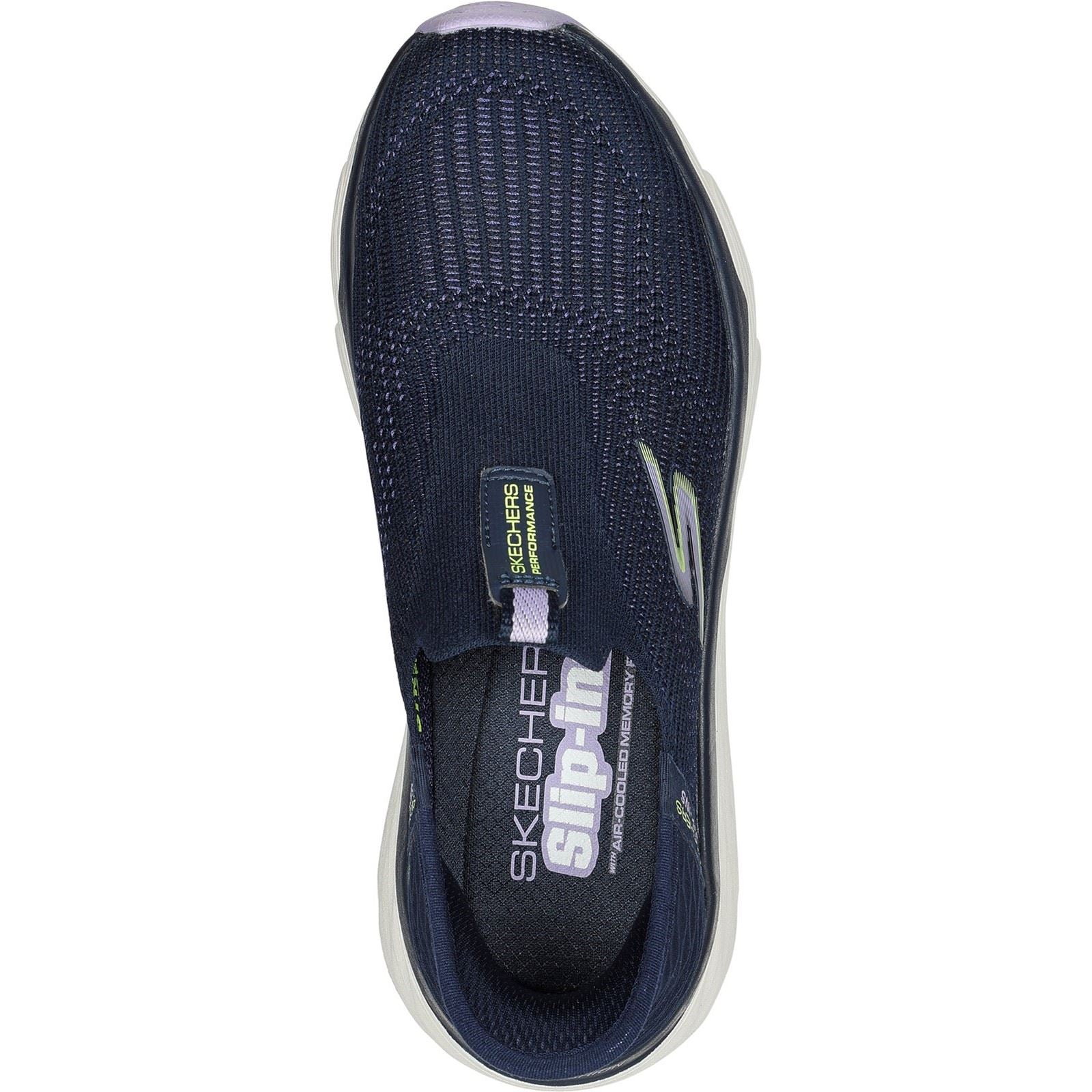 Skechers Max Cushioning Smooth Baskets Femme En Toile Bleu Marine/Lavande