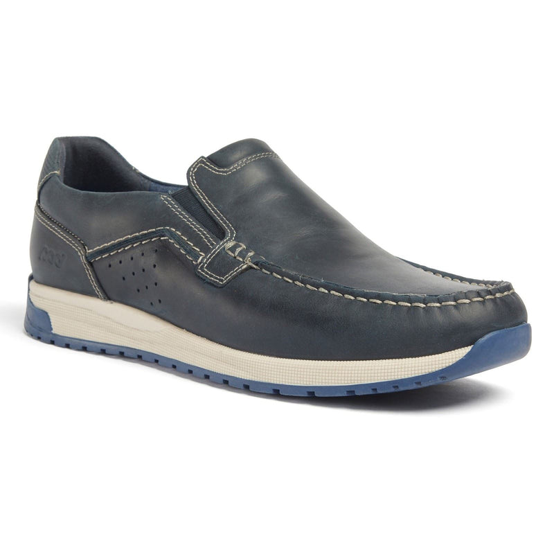 Pod Sean Chaussures Bateau Pour Hommes En Cuir Bleu Marine