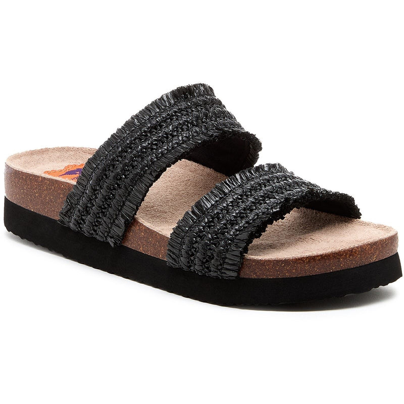 Rocket Dog Aruba Raffia Sandales Noires Pour Femmes En Textile