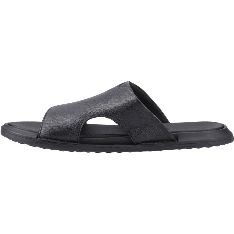 Hush Puppies Callum Slide Sandales Noires Pour Hommes En Cuir