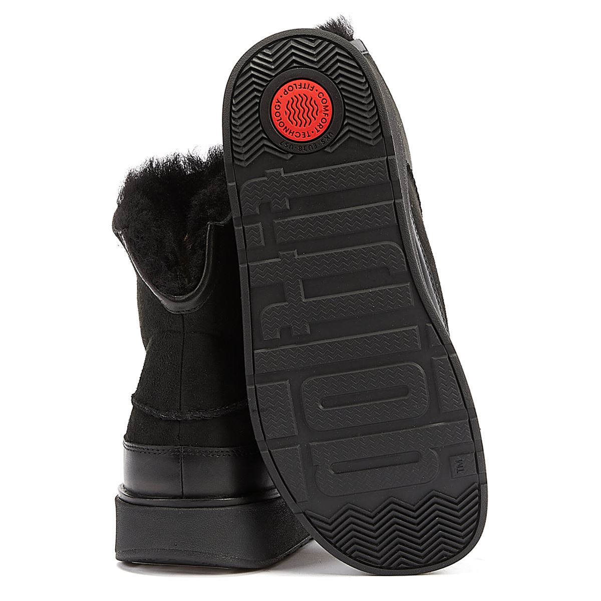 FitFlop Bottes Noires En Peau De Mouton Retournée Pour Femme