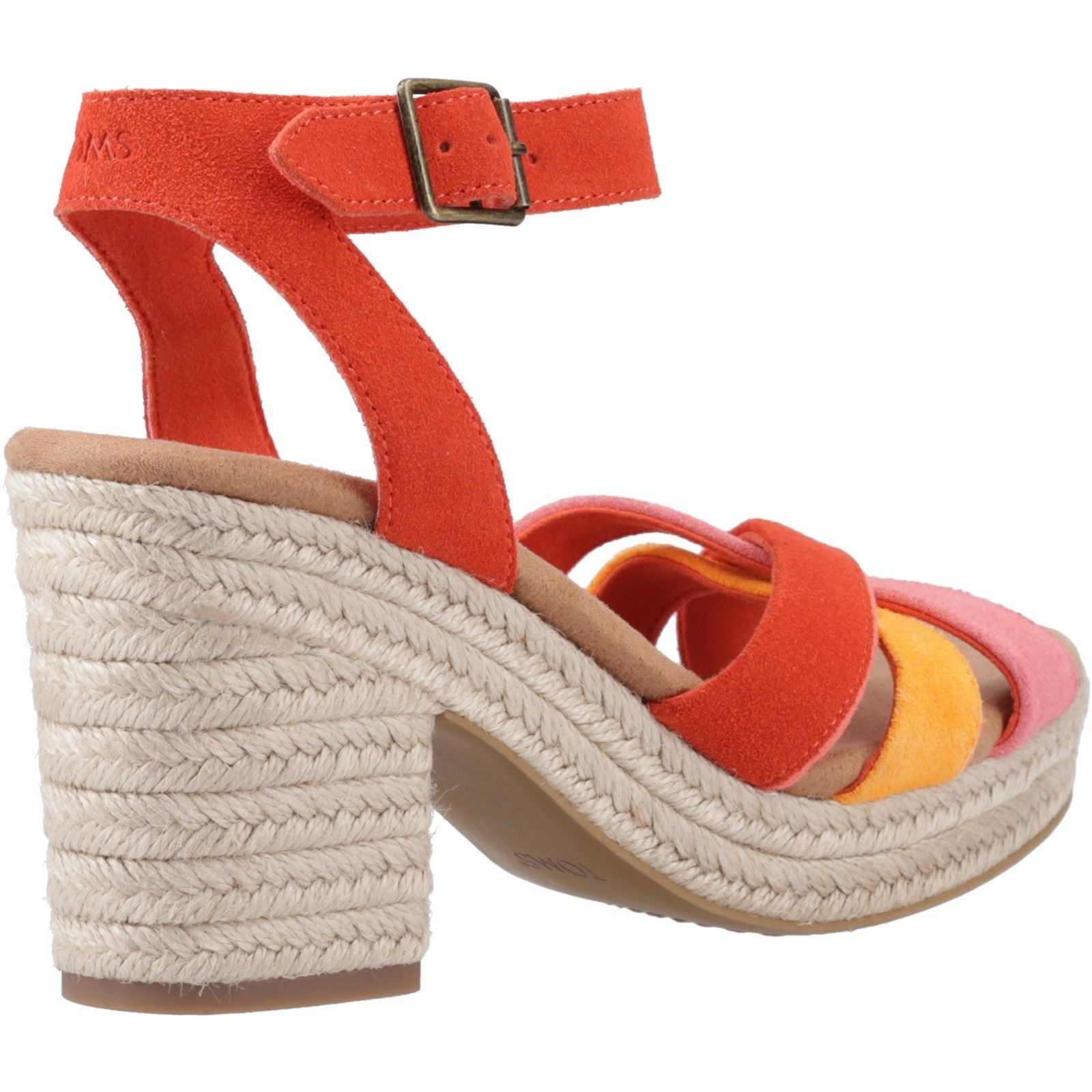 TOMS Majorca Strappy Sandales Pour Femmes En Cuir Avec Motif Flamme