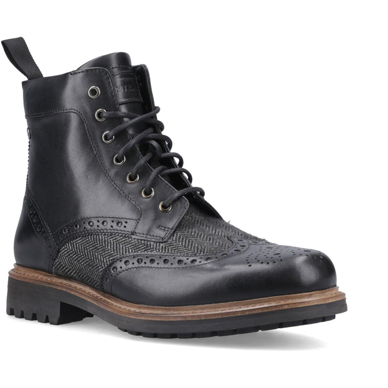 Hunter Loch Brogue Bottines En Cuir Pour Hommes Noires