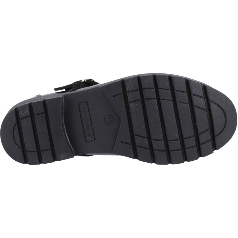 Hush Puppies Fiona Patent Senior Chaussures Noires Pour Filles En Cuir