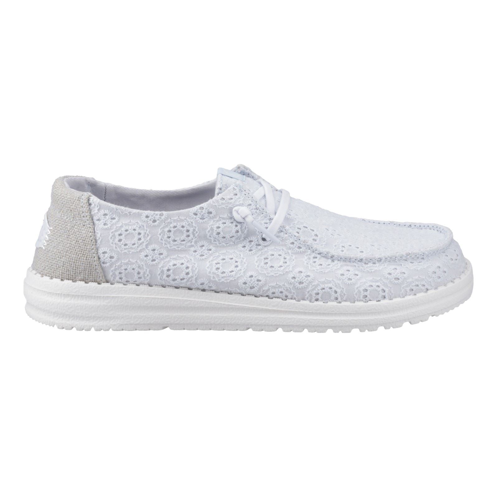 HEYDUDE Wendy Eyelet Lace Chaussures Mocassins Bleu Ancien Pour Femmes En Mélange De Coton
