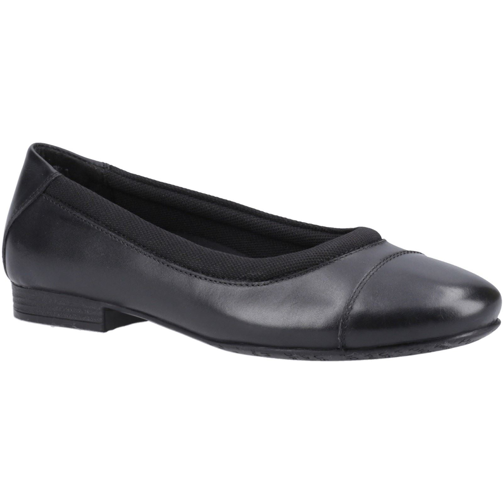 Hush Puppies Emma Senior Chaussures Plates De Ballet Noires Pour Filles En Cuir