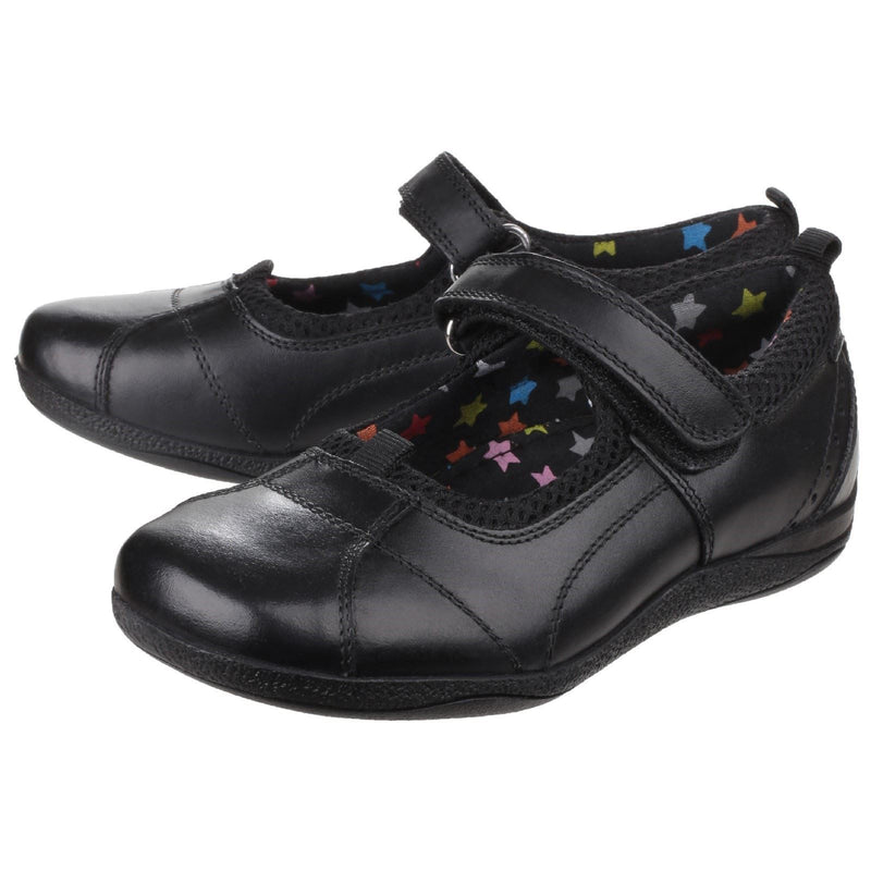 Hush Puppies Cindy Senior Chaussures Noires Pour Filles En Cuir