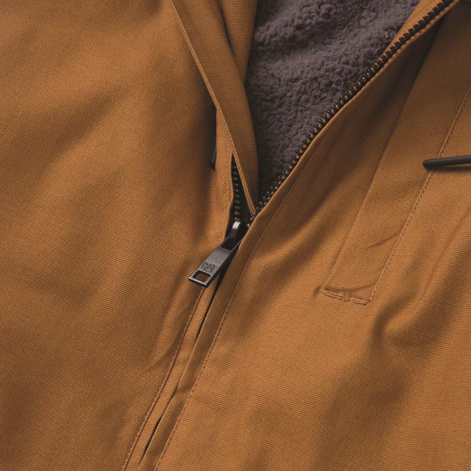 Caterpillar Hooded Sherpa Lined Veste En Polaire Bronze Pour Homme