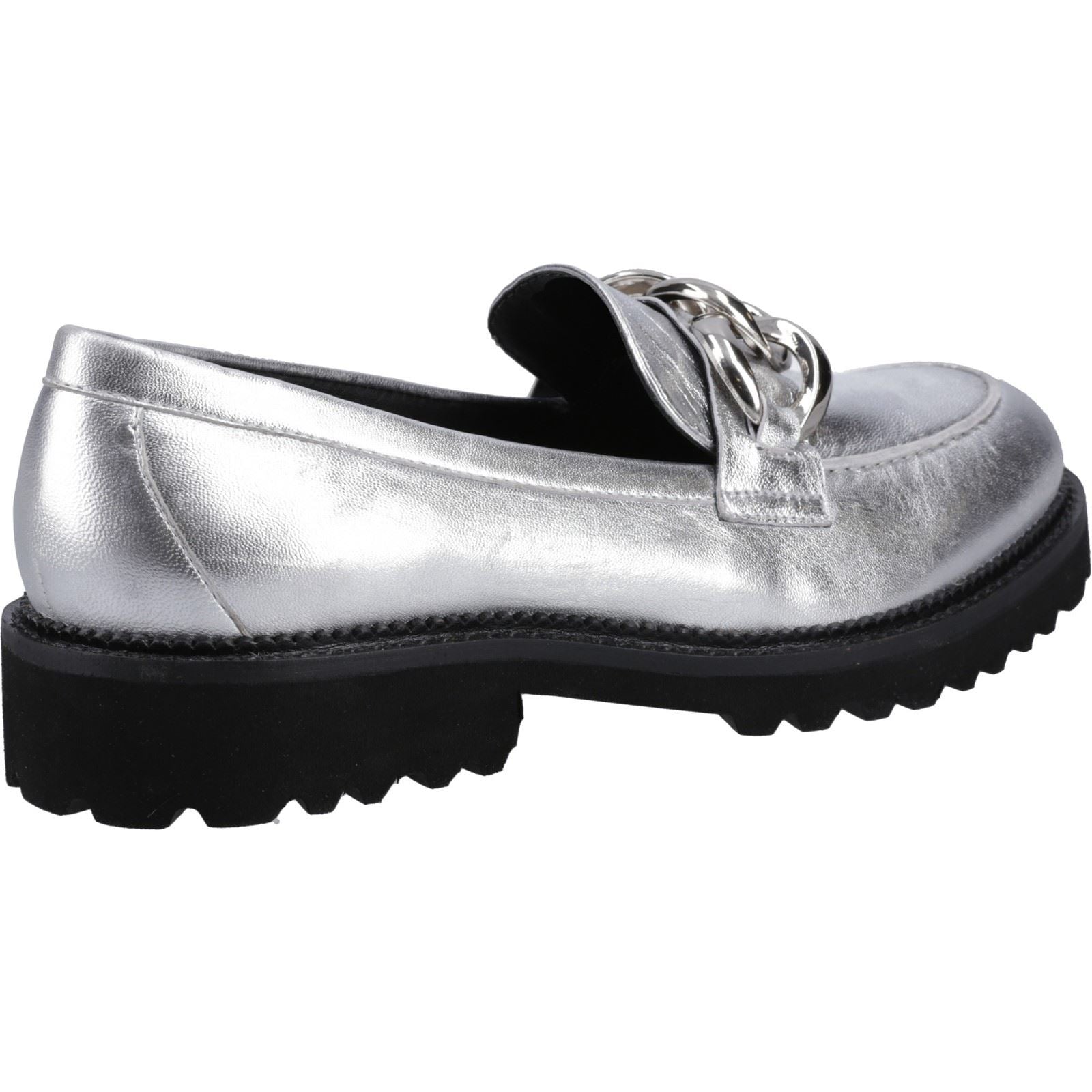 Hush Puppies Gianna Chaussures Plates Argentées Pour Femmes En Cuir