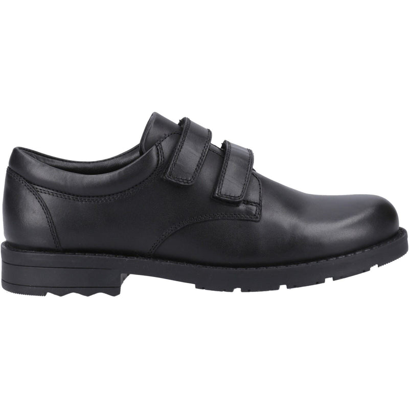 Hush Puppies Barry Senior Chaussures Noires Pour Garçons En Cuir.