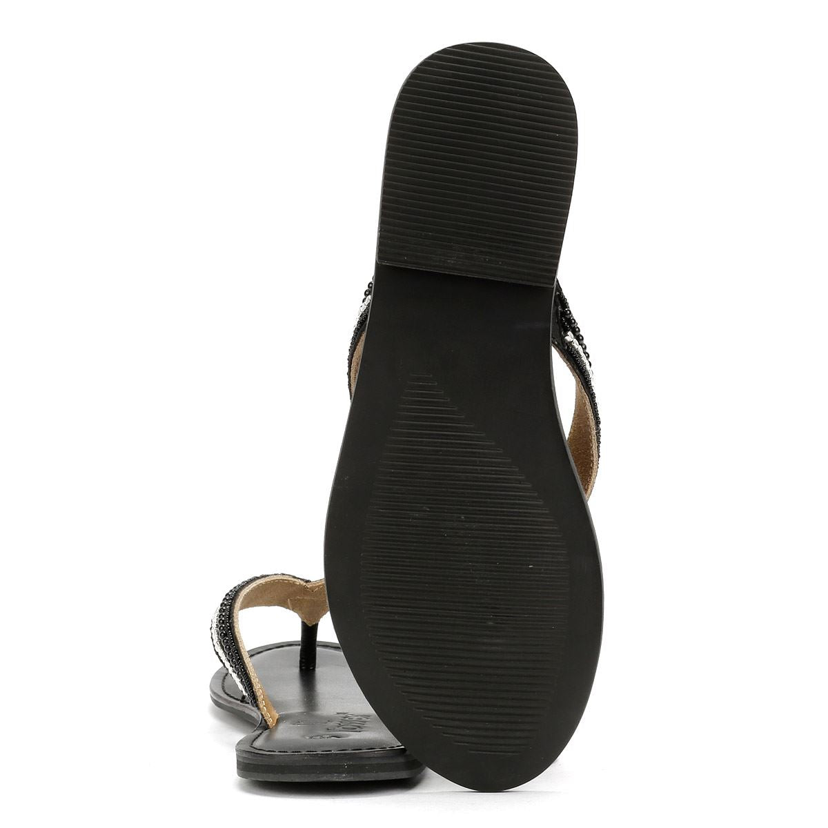 Tower London Metallic Bead Thong Sandales Noires Pour Femmes