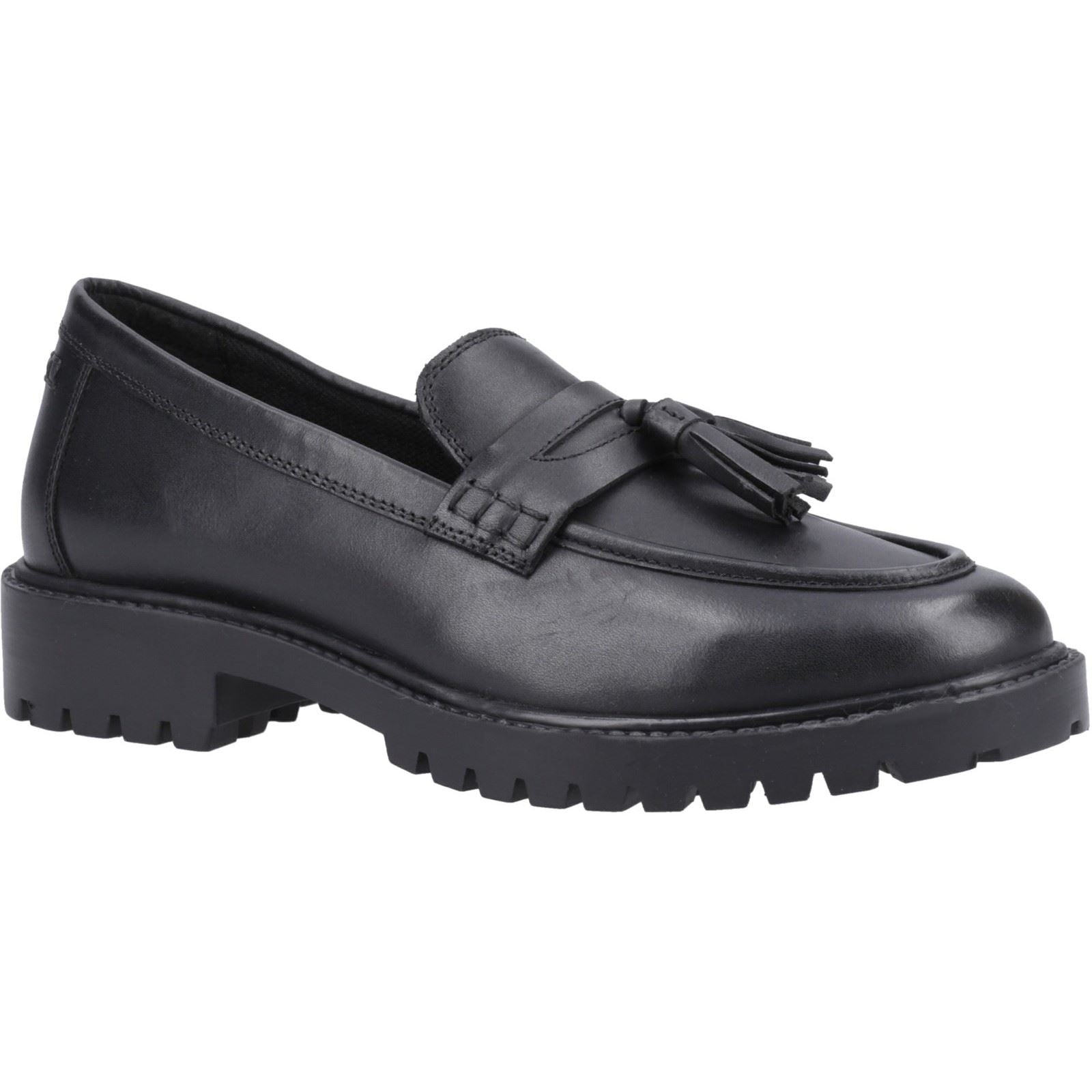 Hush Puppies Abigail Senior Chaussures Plates Noires Pour Filles En Cuir