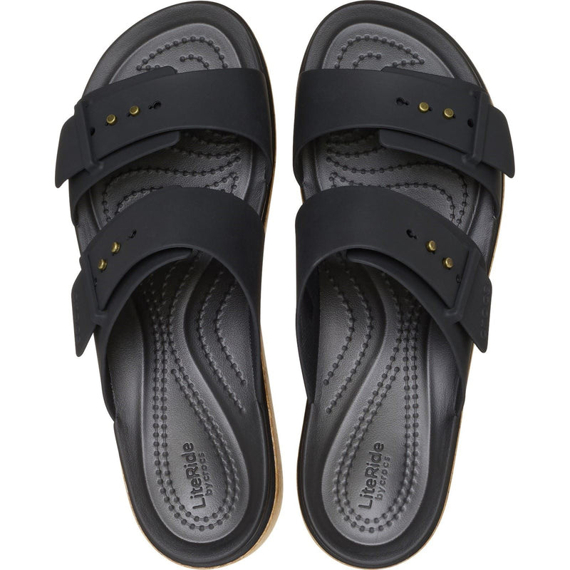 Crocs Brooklyn Buckle Sandales Noires Pour Femmes