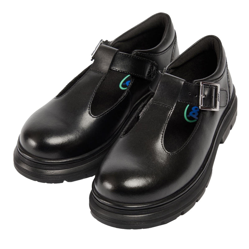 Pod Emilie Chaussures Plates Noires Pour Filles En Similicuir