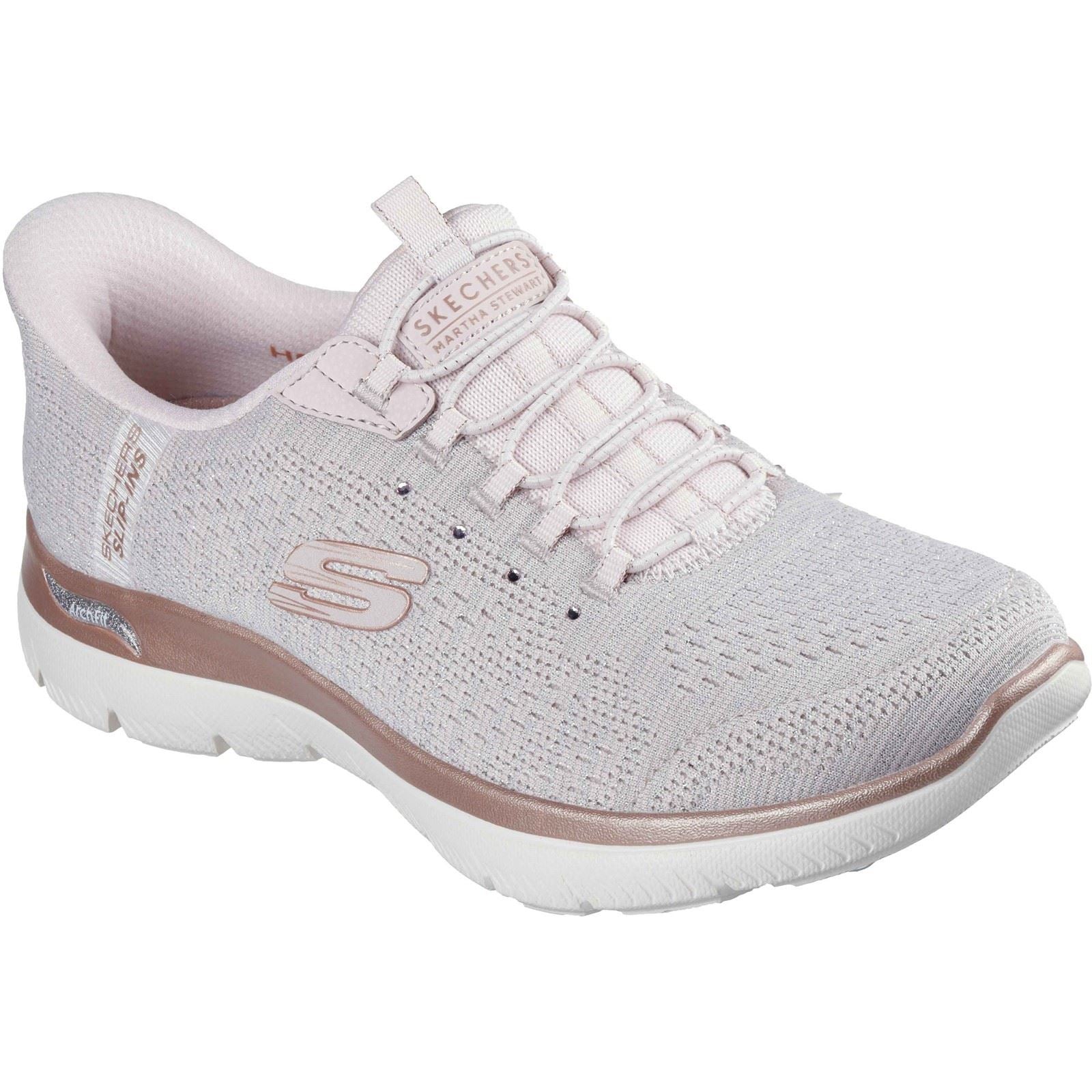 Skechers Arch Fit Summits - Soft Shimmer Baskets Légères En Textile Pour Femmes Rose Clair