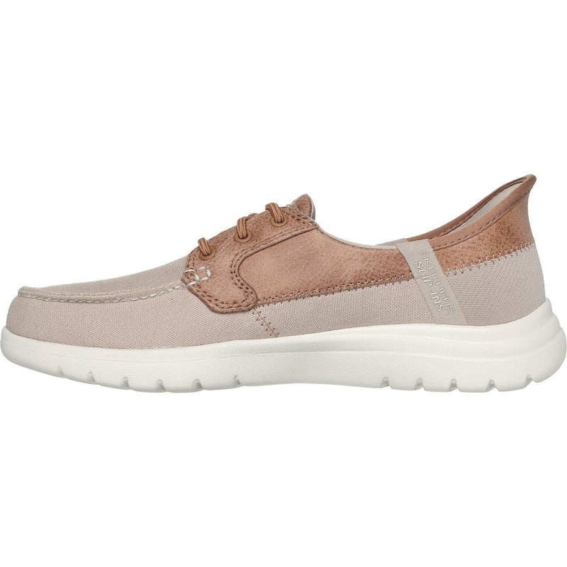 Skechers On-the-GO Flex Palmilla Chaussures Bateau Pour Femmes En Toile/Cuir Synthétique Taupe