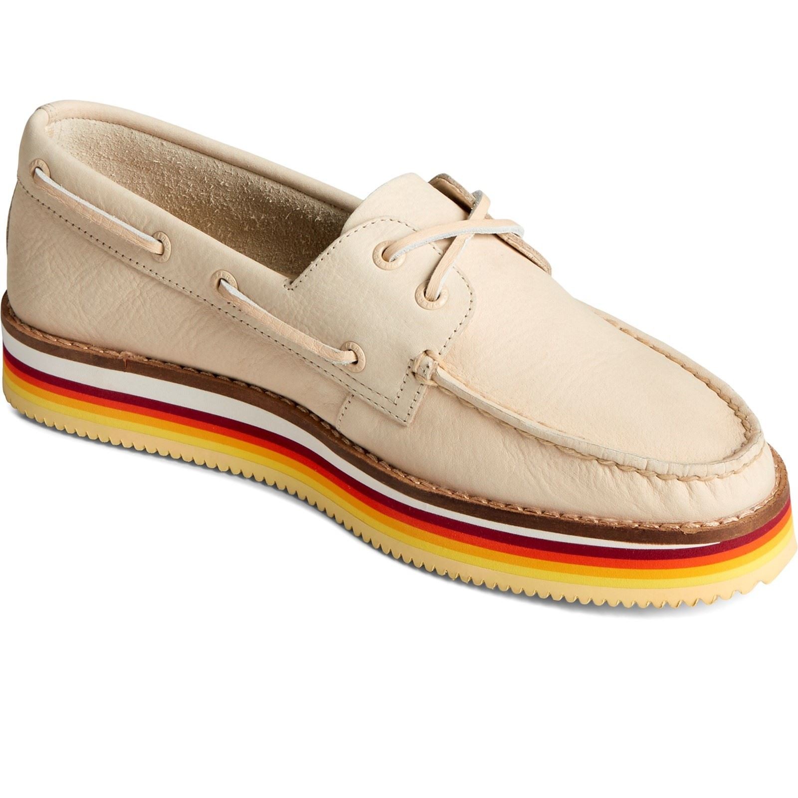Sperry Authentic Original Stacked Chaussures Bateau En Cuir Pour Femmes, Couleur Ivoire