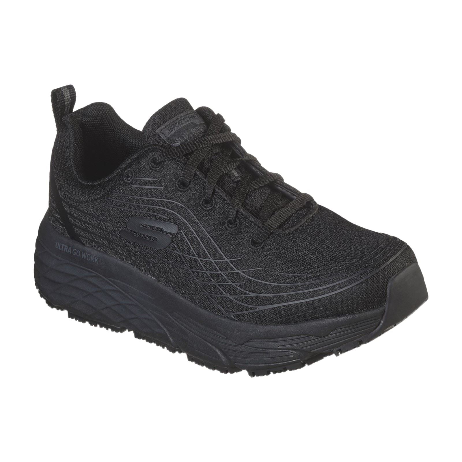 Skechers Workwear Max Cushioning Elite Sr Baskets De Sécurité Noires En Textile Pour Femmes